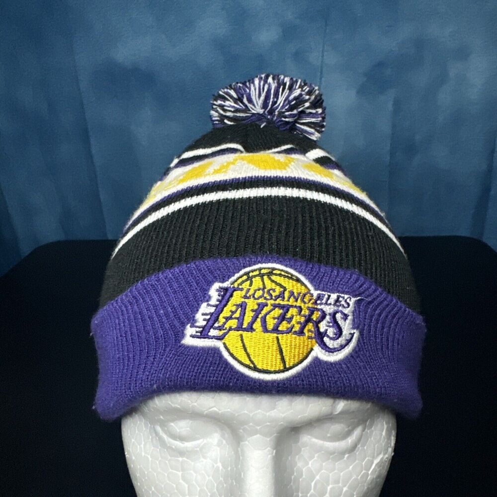 Los Angeles LA Lakers Beanie Cap Hat NBA Basketball OSFA Purple Black